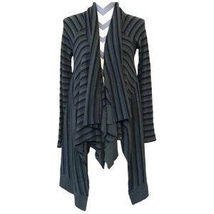 Splendid Cardigan Womens XS Thermal Drape Cardigan Oversized Black Army Green
